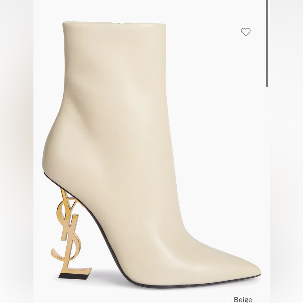 100% AUTHENTIC SAINT LAURENT OPYUM LOGO HEEL LEATHER POINTED BOOTIES 39 🔥🔥